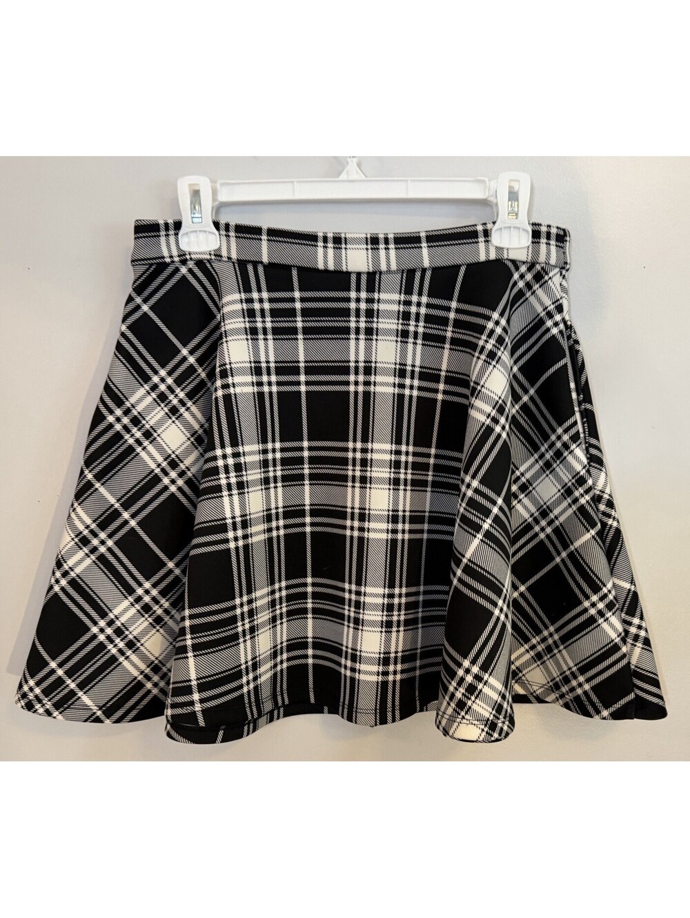 Hot Topic Black White Plaid O-ring Skater Mini Skirt Zip Front Goth Emo Mall Med - Picture 4 of 6